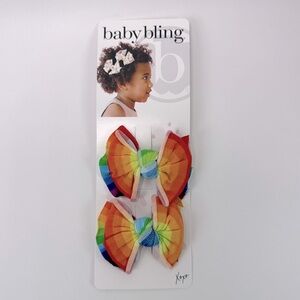 Baby Bling Set Pair of 2 Rainbow Mini Knot Bow Clips‎ Small Shop